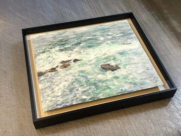 H 濤心  岩彩 含畫框 35.5  x 40.8 cm