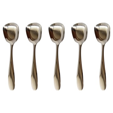 JUST HOME 304不鏽鋼方頭造型湯匙 7279-01A 15.5cm  不鏽鋼色  5支