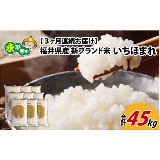 ふるさと納税 福井県 永平寺町 令和5年度産 福井県産新ブランド米 いちほまれ  15kg（5kg×3袋）×3ヶ月（計45kg） [H-002031]