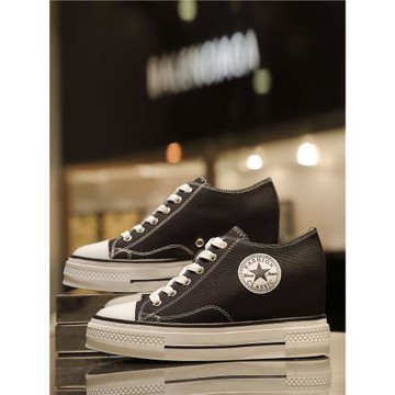 2026春季新款帆布內增高厚底鞋百搭休閑松糕鞋韓版低幫板鞋學生鞋