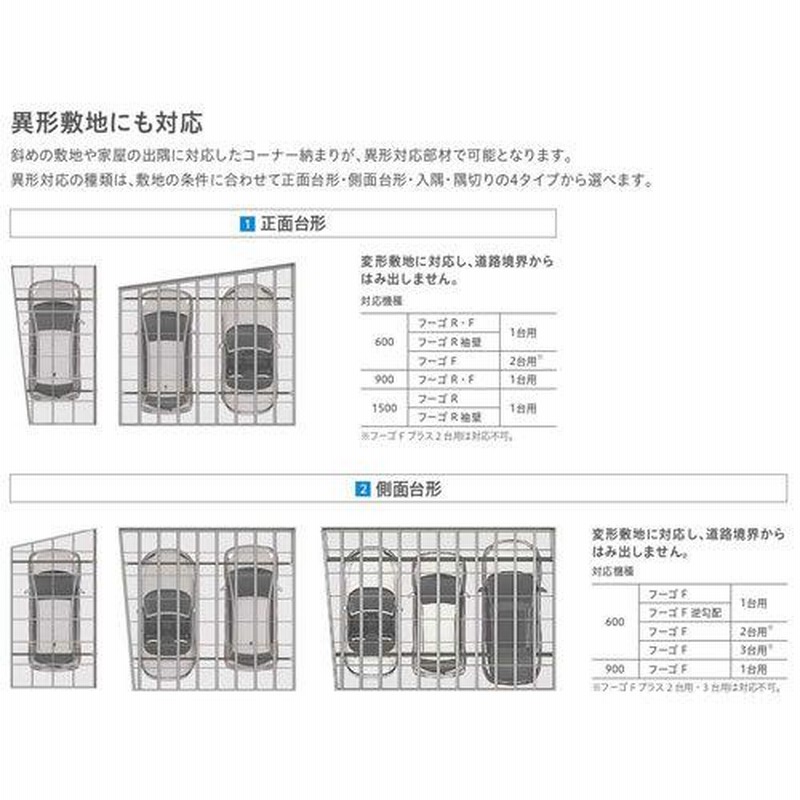 カーポート 2台駐車場 W4827×L5701 フーゴF 2台用 水上柱間口移動 48