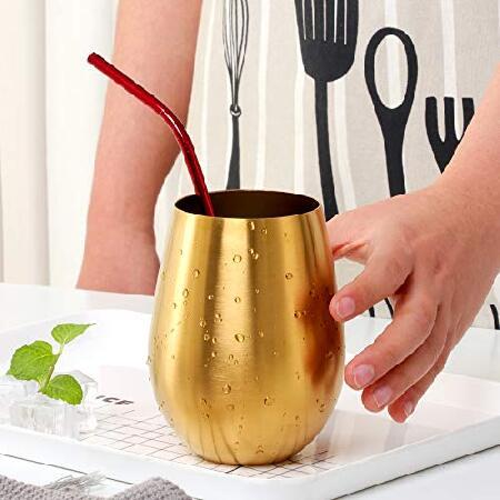 Wine Tumblers Stainless Steel Shatterproof Bourbon Whisky Beer Mug(Gold)