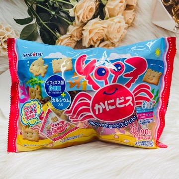 日本 三立製果 螃蟹造型餅乾 三角包 6袋入 螃蟹餅