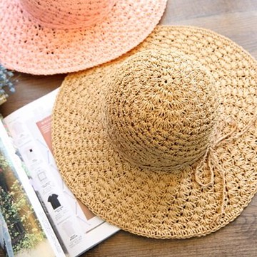 遮陽草帽大簷沙灘帽-戶外防曬純色透氣情人節生日禮物女帽子5色73eq57【正韓進口】【米蘭精品】