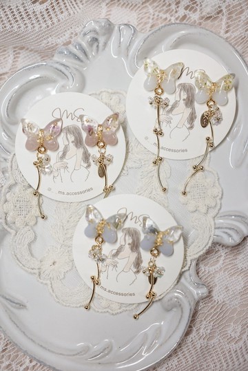 MS - 蝴蝶花花垂吊耳環