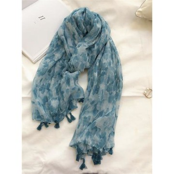 韓式外貿新款綠色棉麻圍巾薄款紗巾海邊防曬大披肩絲巾女春秋夏季