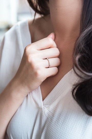 十字鑲鑽石戒-白K金