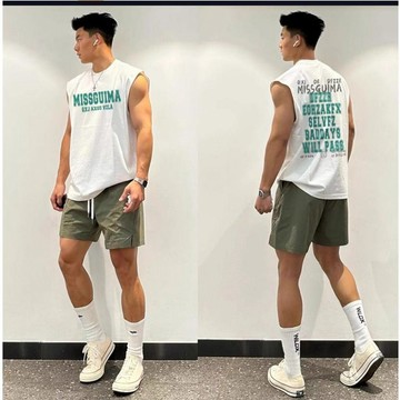 100%純棉男士無袖內搭美式運動背心坎肩夏季薄款寬鬆速幹圓領T恤運動背心 男士運動背心男士跑步背心男士籃球背心 7C