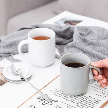陶瓷杯子馬克杯帶蓋勺水杯家用喝水泡茶杯創意男女情侶牛奶咖啡杯