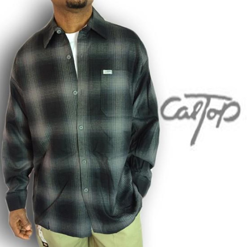 CALTOP キャルトップ ボタン チェックシャツ 黒 ブラック チャコール