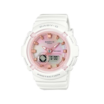 【CASIO 卡西歐】BABY-G 絢彩扎染 繽紛柔美 優雅白 雙顯系列 BGA-280TD-7A_43.4mm