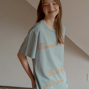 韓國 HÔTEL827 跳舞吧！字母印刷 Tee 天藍