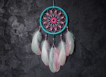 花曼陀羅捕夢網粉色與薄荷捕夢網，ドリームキャッチャー，นักล่าฝัน