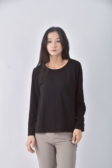 (S) 棉質黑色長袖上衣