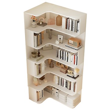 【樂樂】L型轉角簡約實用書架6層90x60(實木書架 層架 置物架 收納架)白色-六層90*60