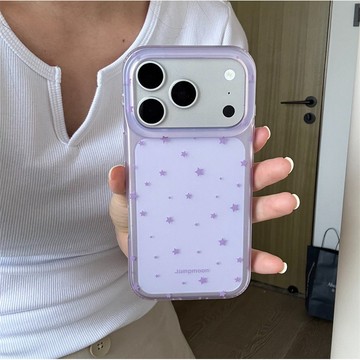韓風ins高級感簡約粉紫星星適用防摔手機殼 iphone17手機殼 16 15保護殼 簡約設計