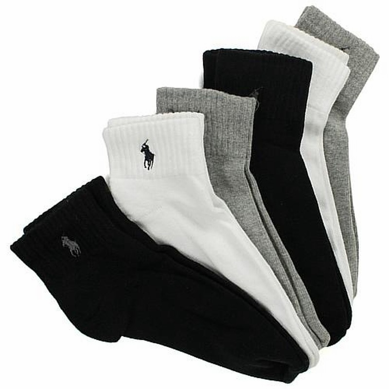 ポロ ラルフローレン 靴下 クォーターソックス ショート丈 6足