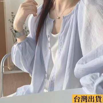 🌱台灣發出🌱 多巴胺通勤穿搭雪紡襯衫女疊穿寬鬆遮肉顯瘦防曬長袖襯衣外搭開衫