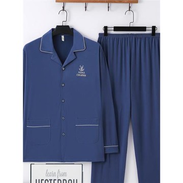 中老年人睡衣男春秋長袖純棉加肥特大碼男士夏季胖爸爸套裝家居服