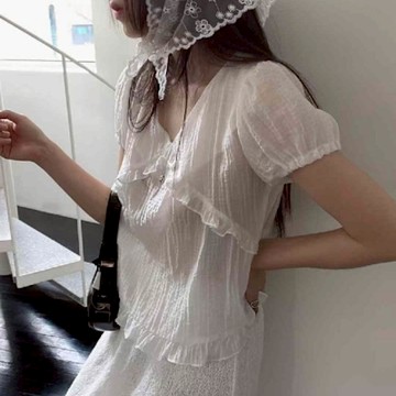 正韓雪紡 天絲短袖涼感雪紡衫ROS1079-創翊韓都