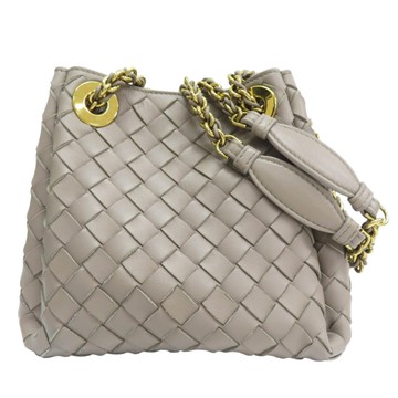 BOTTEGA VENETA BV 寶緹嘉 灰色 羊皮編織 肩背包 【二手名牌BRAND OFF】