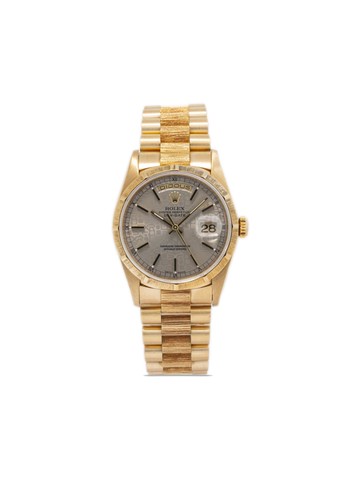 Rolex - pre-owned Day-Date 36mm - men - 18kt Yellow Gold - One Size - Grey