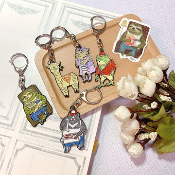 動物造型金屬鑰匙圈 | 鑰匙環|樹懶 |貓|羊駝|青蛙|黑熊|台灣原創