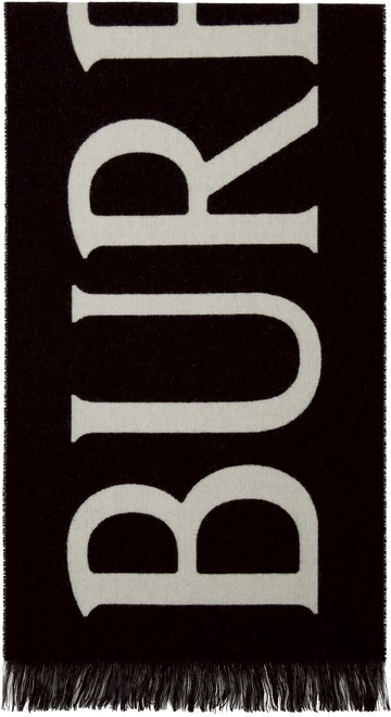 Burberry 黑色 & 灰白色 Burberry Text 围巾