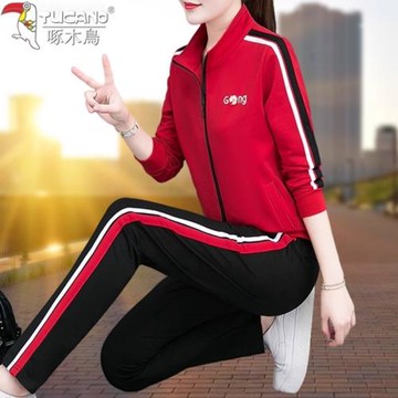 啄木鳥運動服套裝女春秋2025年新款媽媽洋氣休閑跑步小個子兩件套