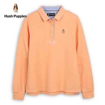 Hush Puppies POLO衫 女裝經典品牌英文刺繡小狗長袖POLO衫