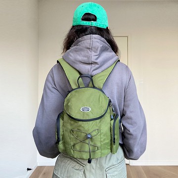 古著司康系列 迷你mini款 雙線細格紋 復古款 雙肩後背包 花園綠