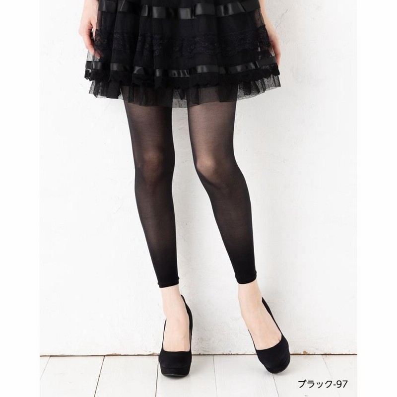 MORE 伝線しにくい ゆったり シアーレギンス 10分丈 JM-L 黒