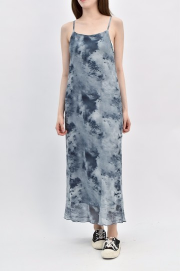 (S) net質感細肩帶暈染藍色洋裝