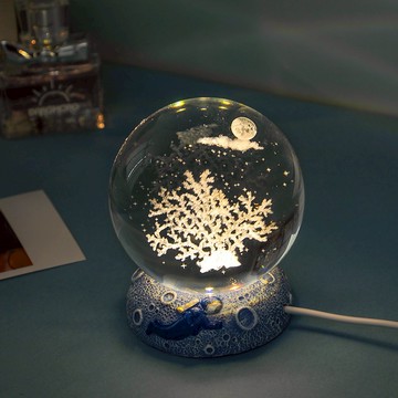 【Full house 幸福時光屋】(預購) 珊瑚/宇宙小夜燈/USB燈座/發光水晶球小夜燈-耶誕節！畢業季-/畢業禮物