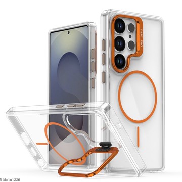 冰透抗黃手機殼 金屬鏡頭支架手機殼 防摔殼 磁吸殼 適用於 三星Galaxy S26 S25 S24 S23 Ultra