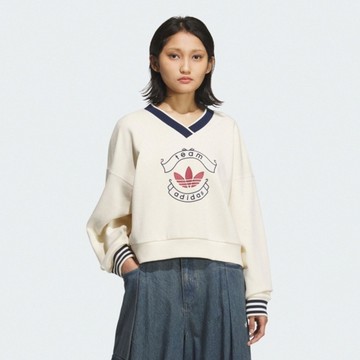 Adidas 愛迪達 Ih Sweatcrew KC5845 女 長袖上衣 休閒長袖 米 深藍 亞版