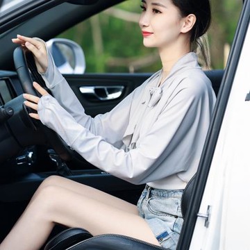 夏季系帶冰絲防曬衣練車防紫外線一體套袖披肩女騎車斗篷遮陽神器