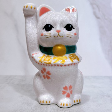 【桃華聚財】日本清水燒招財貓 | 花結晶桃 - 億万両
