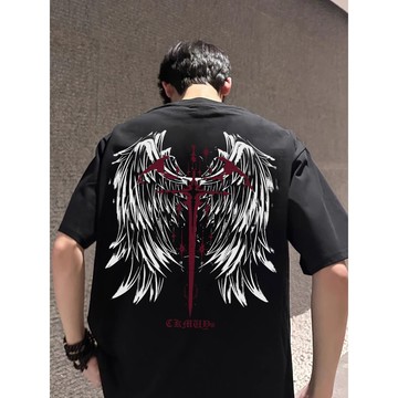 【現貨！當天出 天使翅膀】重磅短t 280g純棉短袖T恤夏季潮牌短袖T恤美式街頭百搭寬鬆上衣Oversize t恤男生
