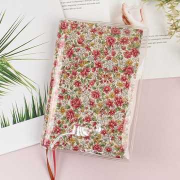 Chuyu A6/50K花布可調式書衣/書皮/書套/本子保護套/01紅花叢生