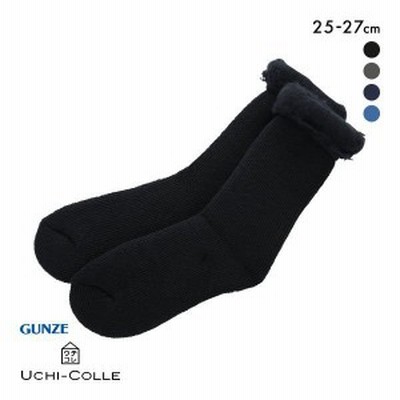 10％OFF グンゼ GUNZE ウチコレ UCHI-COLLE ウルトラヒート 裏起毛パイル クルーソックス メンズ 25-27cm