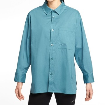 NIKE 長袖 AS W NSW NK CHLL PPLN LS BTN T 灰藍色 長袖襯衫 女 HJ0716-006