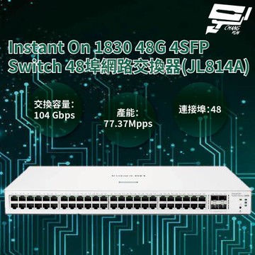 昌運監視器Aruba HPE Instant On 1830 48G 4SFP 48埠網路交換器(JL814A)