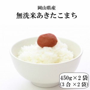 新米 米 450g こめ 無洗米 ポイント消化 お試し 令和5年産 岡山県産あきたこまち無洗米450ｇ(3合）×2袋 メール便