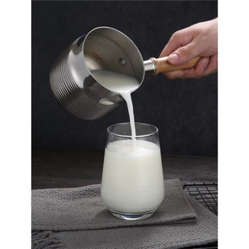 304不銹鋼奶鍋防燙木柄黃油融化三層鋼小鍋家用咖啡熱奶專用鍋