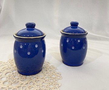 【好日戀物】 德國vintage藍色陶瓷糖罐香料罐收納儲物罐廚房小物