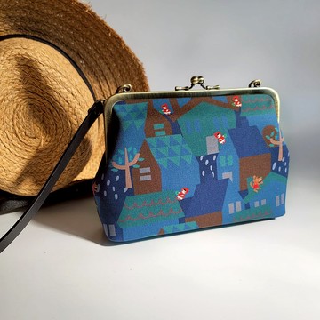 童話小屋 口金包/仕女包/斜背包 - 深藍 小紅帽