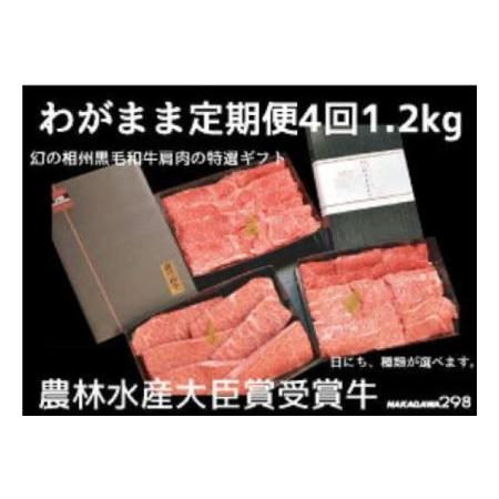 ふるさと納税 わがまま定期便　 幻の相州黒毛和牛肩肉 1.2kg 年に4回お届け！ 神奈川県小田原市