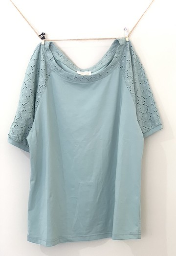 五分袖拼接蕾絲上衣