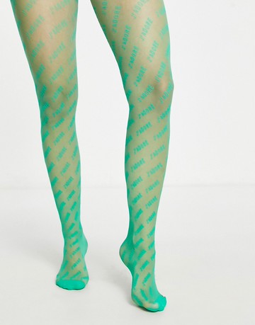ASOS DESIGN 30 denier J'adore tights in green